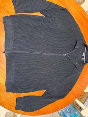 IZOD Men's Black Ribbed Knit Full Zip Mock Neck Sweater Size 3XL